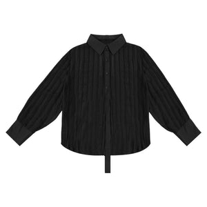 Striped Textured Loose Long-sleeved Shirt