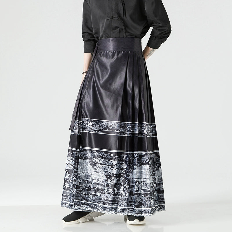 Retro Printed Horse-face Skirt Hanfu