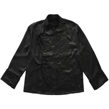 Load image into Gallery viewer, Stand-up Collar Embroidered Diagonal Placket Shirt
