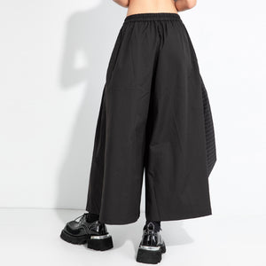 Irregular Striped Patchwork Elastic Waist Culottes