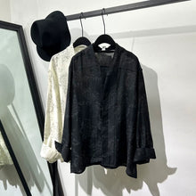 Load image into Gallery viewer, Retro Transparent V-Neck Printed Long-Sleeve Shirt

