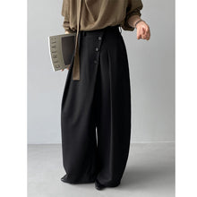 Load image into Gallery viewer, Women's Asymmetrical Slanted Button Curved Wide-leg Trousers
