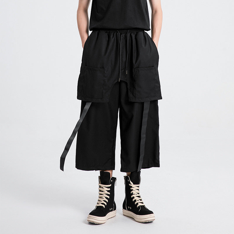 Ribbon Fake Two-piece Straight Casual Pants