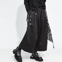 Load image into Gallery viewer, Women's Floral Scarf Detail Elastic-waist Wide-leg Pants
