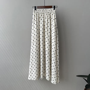 Polka Dot Elastic High Waist A-line Skirt