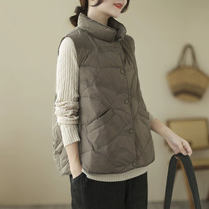 Loose Stand Collar Thickened Short Vest
