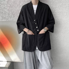 Load image into Gallery viewer, Diagonally Buttoned Loose Cardigan Shirt
