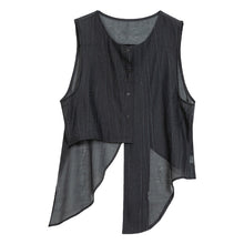 Load image into Gallery viewer, Round Neck Irregular Cotton and Linen Slit Vest
