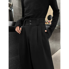 Load image into Gallery viewer, Straight High-waisted Draped Pleated Wide-leg Trousers
