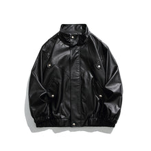 Load image into Gallery viewer, Stand Collar Leather Jacket
