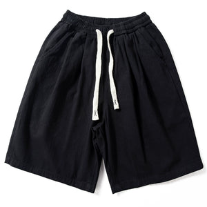 Cotton Elastic Drawstring Straight Loose Casual Shorts