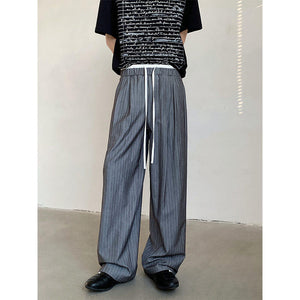Retro High Waist Drape Striped Casual Pants