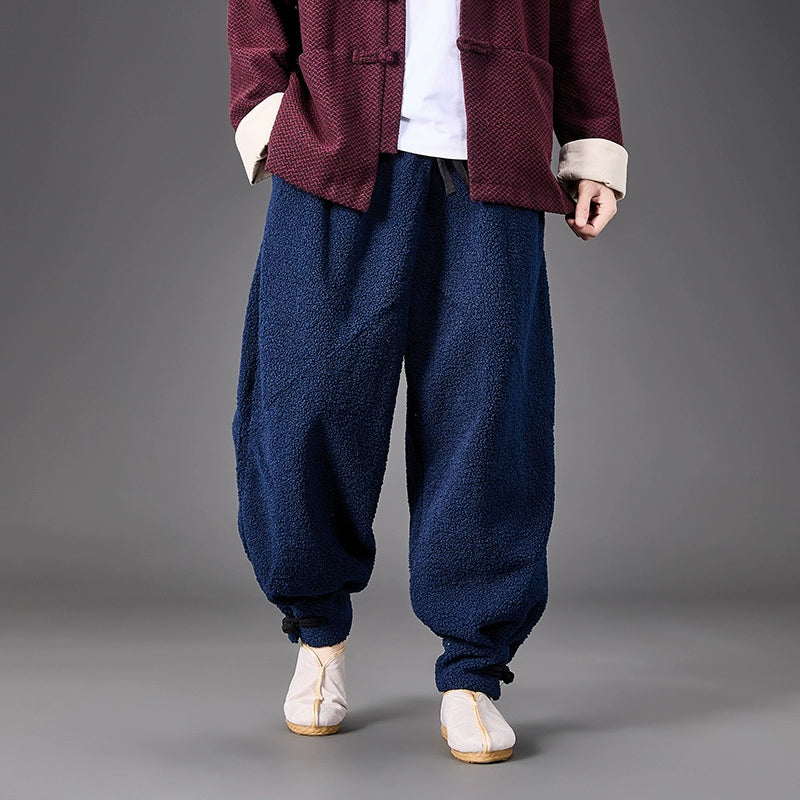 Thickened Faux Lamb Wool Loose Casual Harem Pants