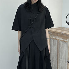 Load image into Gallery viewer, Slanted Buttoned Solid Color Irregular Shirt
