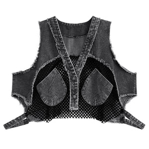 Mesh Short Denim Vest