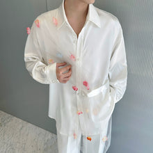 Load image into Gallery viewer, Mesh Patchwork Flower Embellishment Shirt
