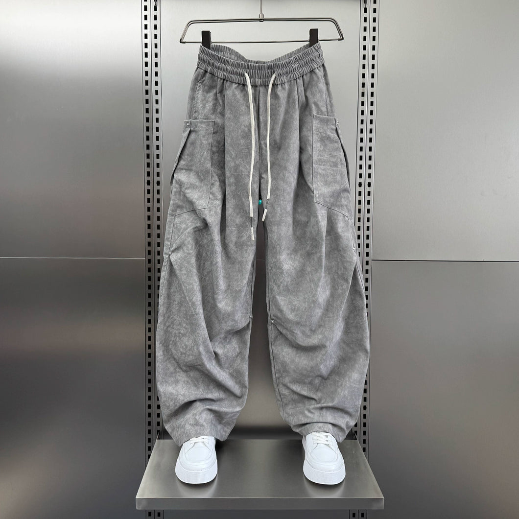 American Casual Pleated Wide-leg Trousers