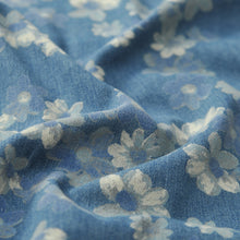 Load image into Gallery viewer, Vintage Floral Print Short Sleeve Denim Shirt
