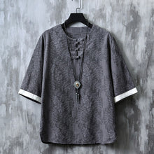 Load image into Gallery viewer, Round Neck Jacquard Short Sleeve Shirt
