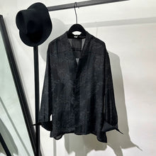 Load image into Gallery viewer, Retro Transparent V-Neck Printed Long-Sleeve Shirt
