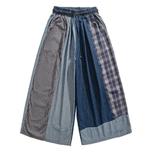Load image into Gallery viewer, Retro Denim Patchwork Casual Distressed Drape Culottes
