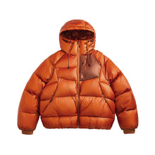 Load image into Gallery viewer, Heavyweight White Duck Down Hooded High Neck Loose Puffer Coat
