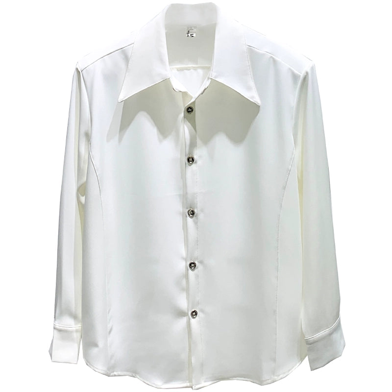 Solid Color Loose Casual Padded Shoulder Shirt