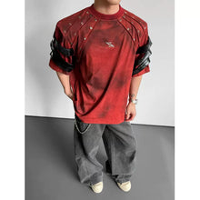 Load image into Gallery viewer, Punk Studded Lace Up Deconstructed Short-sleeve T-shirt
