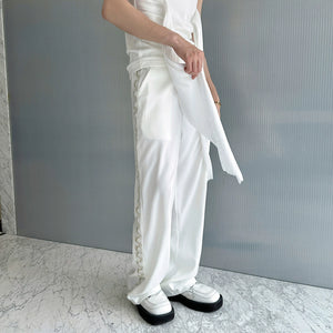 Heavy-duty Pearl Stitching Wide-leg Pants