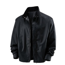 Load image into Gallery viewer, Retro Corduroy Collar and PU Leather Stand-up Collar Jacket
