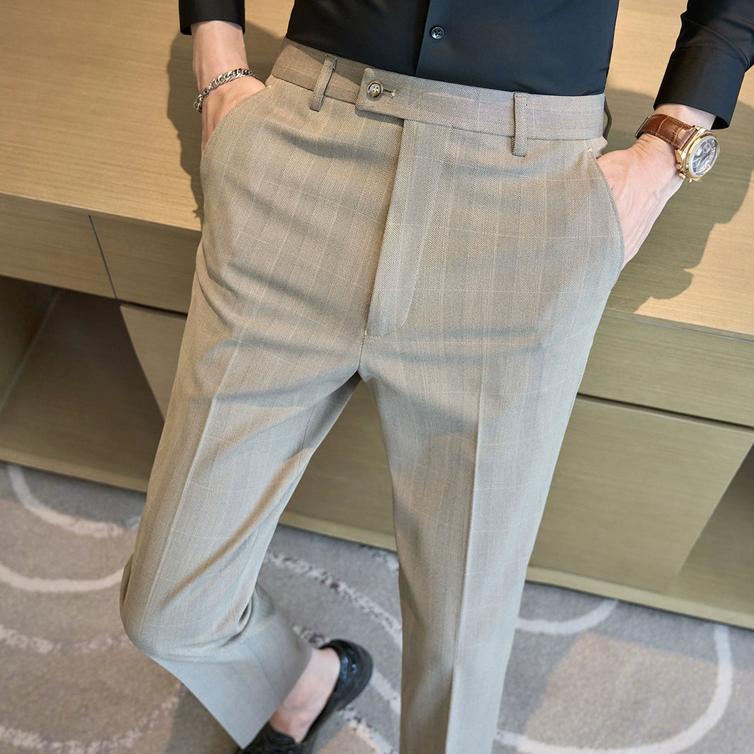 British Plaid Slim-fit Casual Trousers
