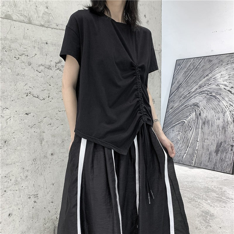 Drawstring Irregular T-shirt