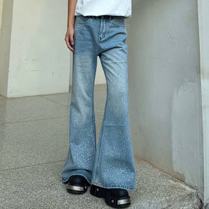 Vintage Diamond Wide-leg Casual Bootcut Jeans