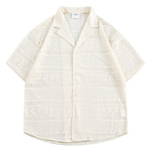 Load image into Gallery viewer, Loose Casual Hollow Pattern Cuban Collar Shirt
