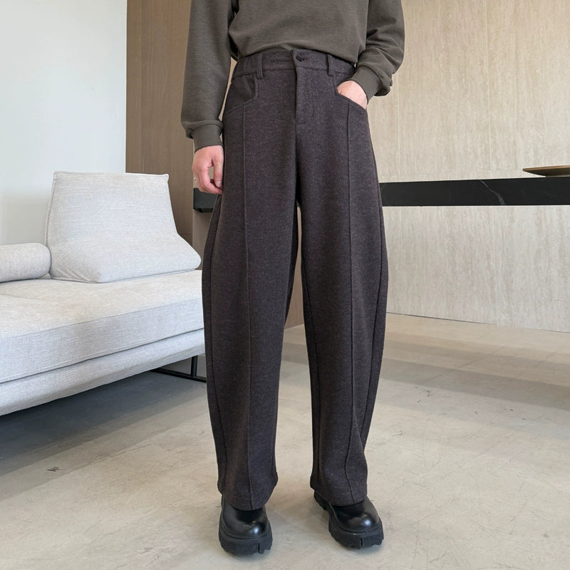 Thickened Woolen Curved Loose Casual Trousers