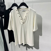 Load image into Gallery viewer, Button V-neck Slim Short T-shirt
