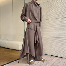 Load image into Gallery viewer, Asymmetric Long-sleeved Shirt and Wide-leg Pants Two-piece Set
