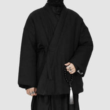 Load image into Gallery viewer, Zen-inspired Diagonal-front Tie Cotton Coat
