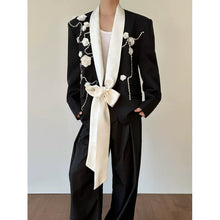 Load image into Gallery viewer, Color-blocked Floral Diamond Suit Jacket
