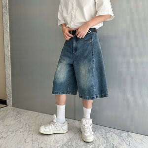 American Retro Washed Casual Wide-leg Scimitar Pants