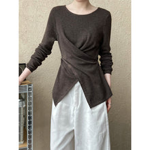 Load image into Gallery viewer, Irregular Hem Cross-over Knit Sweater
