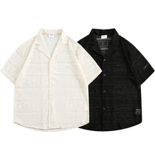 Load image into Gallery viewer, Loose Casual Hollow Pattern Cuban Collar Shirt
