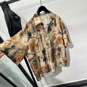 Vintage Distressed Loose Lapel Shirt