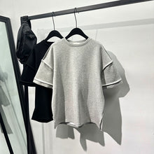 Load image into Gallery viewer, Fake Two-piece Loose Round Neck T-shirt
