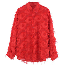Load image into Gallery viewer, Red Raw Fringe Shirt
