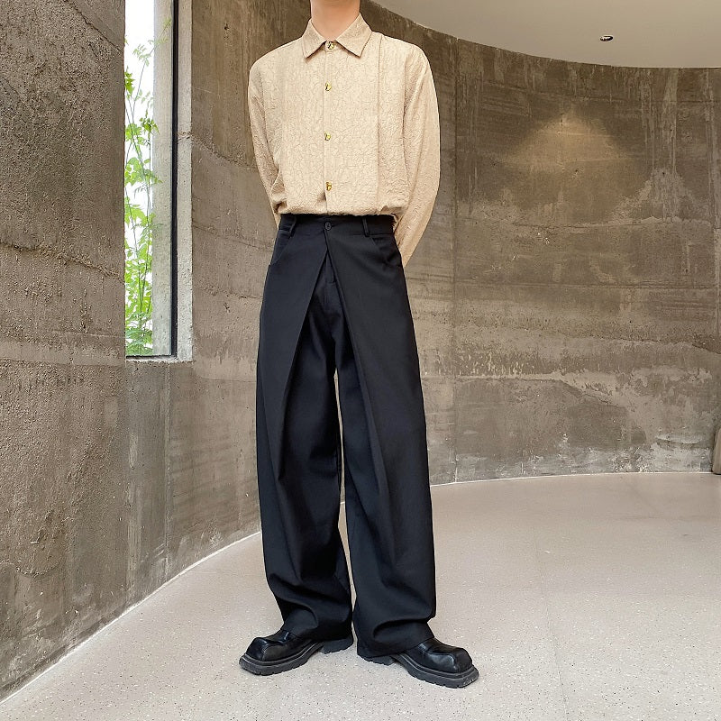 Three-dimensional Pleated Double Waist Casual Pants