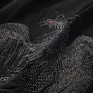Drawstring Phoenix Embroidered Pants