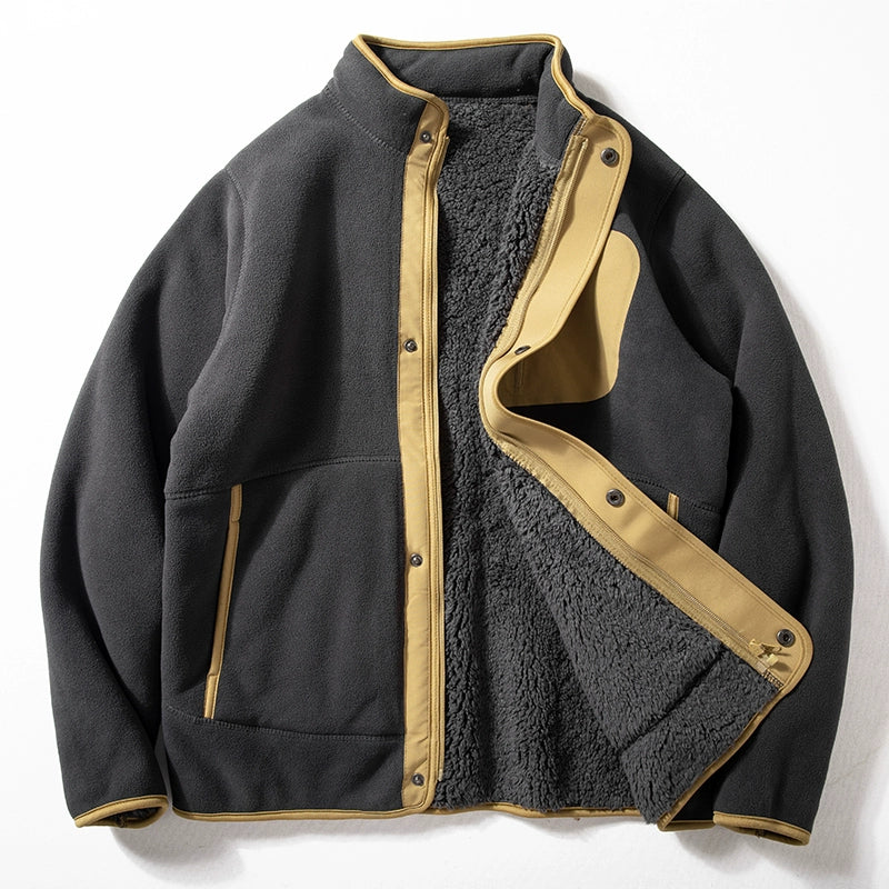 Polar Fleece Panel Stand Collar Jacket