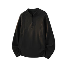 Load image into Gallery viewer, Ribbed Textured Band Collar Henley Shirt
