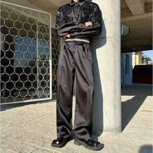 Load image into Gallery viewer, Pearl and Rhinestone Waistband Satin Straight-leg Trousers
